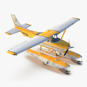 3D model Cessna 182 Skylane on Floats Yellow