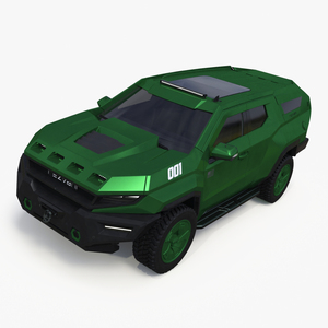 3D Green Rezvani Armored SUV Simplified