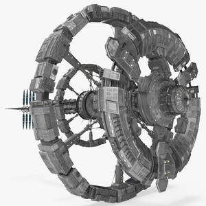 Futuristic Space Ring Station Grey 3D model