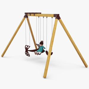 Baby Girl on Swing Fur Rigged 3D model