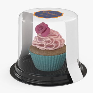 3D Rose Cupcake in Plastic Container model