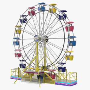 Small Town Carnival Ferris Wheel Rigged 3D model