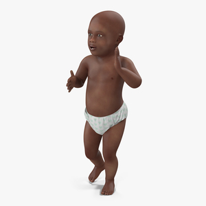 3D African American Baby Rigged model