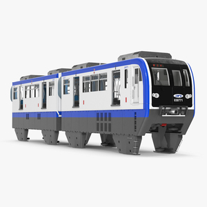 3D model Chongqing Monorail Train Head and Passenger Cars Rigged