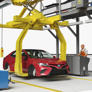 Automatic Toyota Body Line and Worker 3D