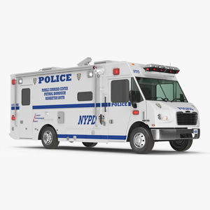 NYPD Mobile Command Center Lights On Simple Interior 3D