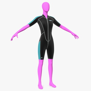 3D model Woman Wetsuit Cressi Shorty Version