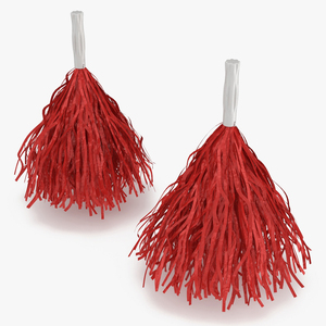 3D Pom Poms Red Color model