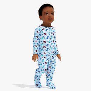 Little African Boy Light Skin in Full Bodysuit Rigged for Maya 3D