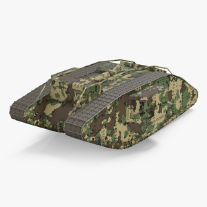Tank MK 4 Male Camouflage Color Rigged for Maya 3D
