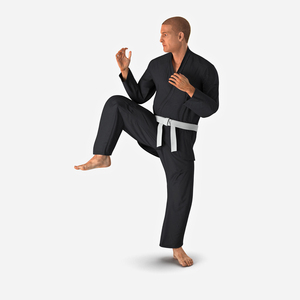 3D Karate Fighter Pose 3 Black Suit with Fur