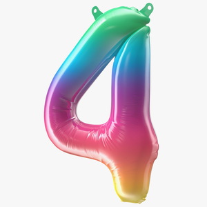 3D model Balloon Numbers 4 Rainbow