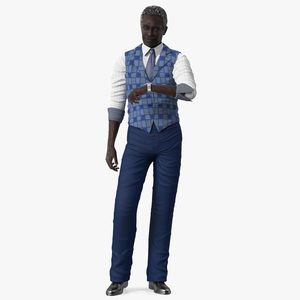 3D Afro American Old Gentleman Everyday Style Standing