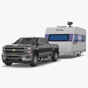 3D Chevrolet Silverado with Hobby Caravan model