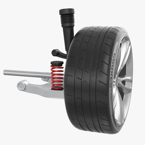 3D model Car Rear Suspension with Wheel