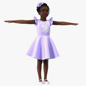 3D model Dance Style Black Child Girl T-Pose