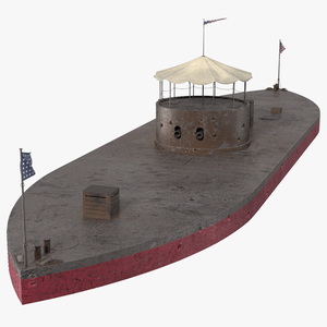 US Ironclad Warship Monitor with Tower Old 3D