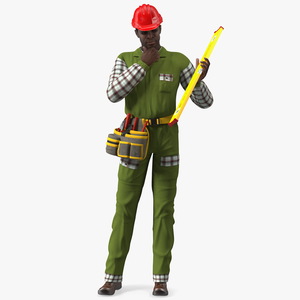 3D model Dark Skinned Black Builder Standing Pose