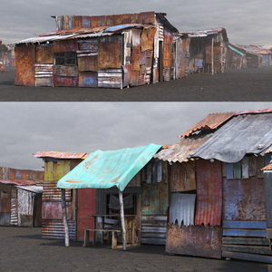 3D Clustered Rusty Shack Arrangement model