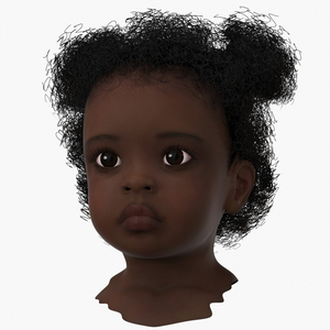 Dark Skin Toddler Girl Head 3D