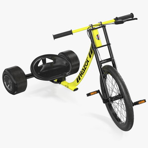 3D model Razor DXT Drift Trike Yellow Rigged