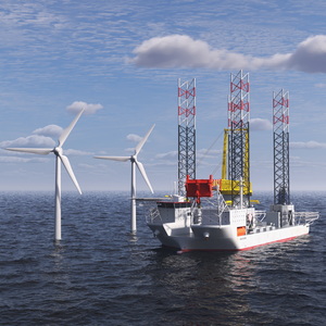 Voltaire Jack Up Installation Vessel with Wind Turbine 3D model