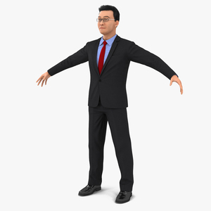 3D model Asian Business Leader with Hair Fur