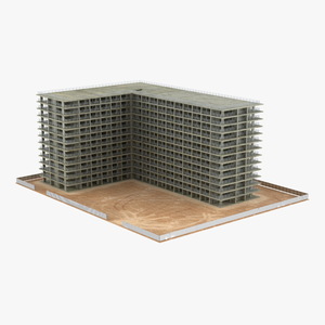 Construction Site with Unfinished High-Rise Building 3D