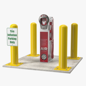 3D model Self Service Tire Air Station Pillar Red