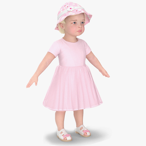 Baby Girl Outdoor Summer Dress A-Pose 3D