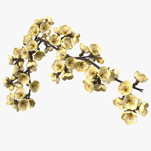 3D Tree Branch with Yellow Flowers