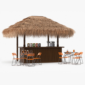 Tropical Tiki Bar with Seating Arrangement 3D