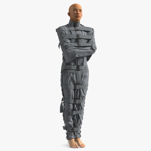 3D Asian Man Patient in Straitjacket model