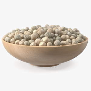 Wooden Bowl with White Dried Peppercorn 3D model