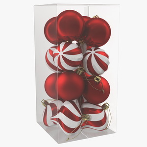 3D Assorted Christmas Ball Ornaments Pack model