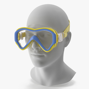 3D model Children Swimming Goggles Yellow on Mannequin