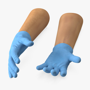 Hands in Medical Protective Gloves 3D model