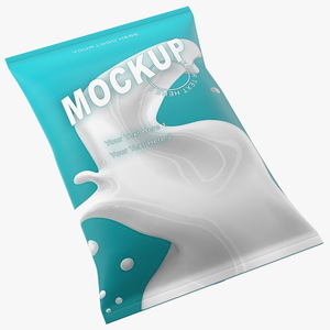 3D model Pillow Shape Milk Packaging Mockup Green