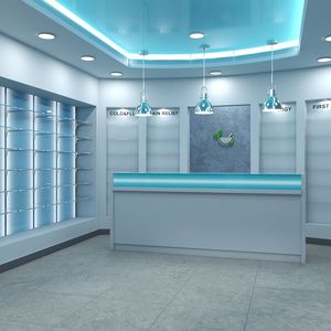 3D Pharmacy Store Interior Blue model