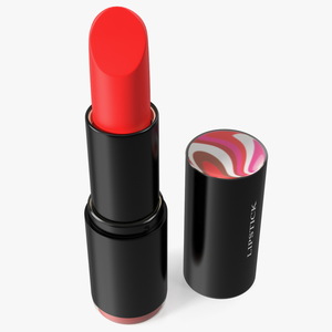 3D Round Lipstick Red Open model