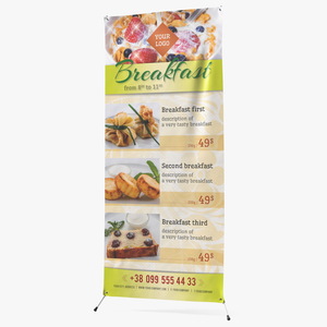 Banner Stand with Breakfast Menu 3D