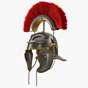 Roman Helmet with Red Crest 3D