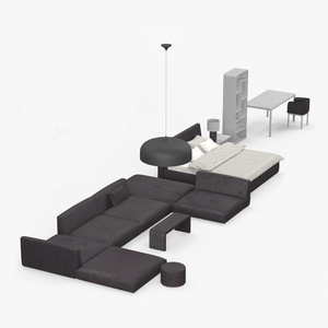 Contemporary Minimalist Furniture Set 3D