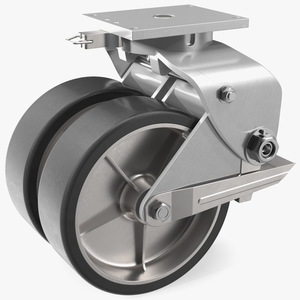 3D model Twin Wheel Swivel Caster with Brake