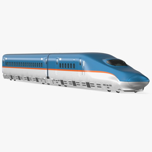 High Speed Train White Blue 3D