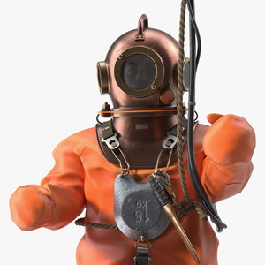 3D Traditional Hard Hat Diving Suit New Diving Pose model