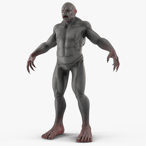 3D Grey Monster Rigged for Maya model