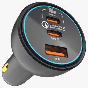USB Type C Car Charger 3D