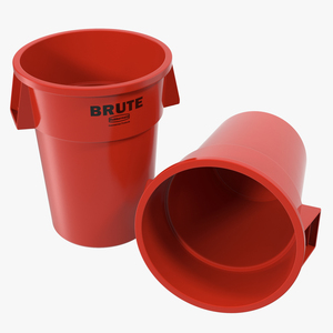 3D Plastic Garbage Can Red model