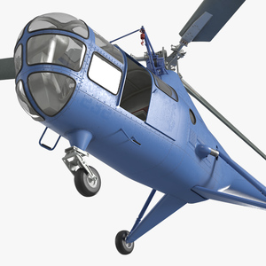 3D Civilian Multirole Helicopter Blue Rigged